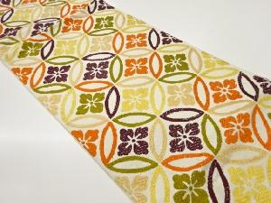 七宝に花菱模様織出し名古屋帯